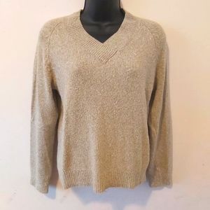 COLUMBIA | Women's Knit V Neck Sweater Tan Size Small